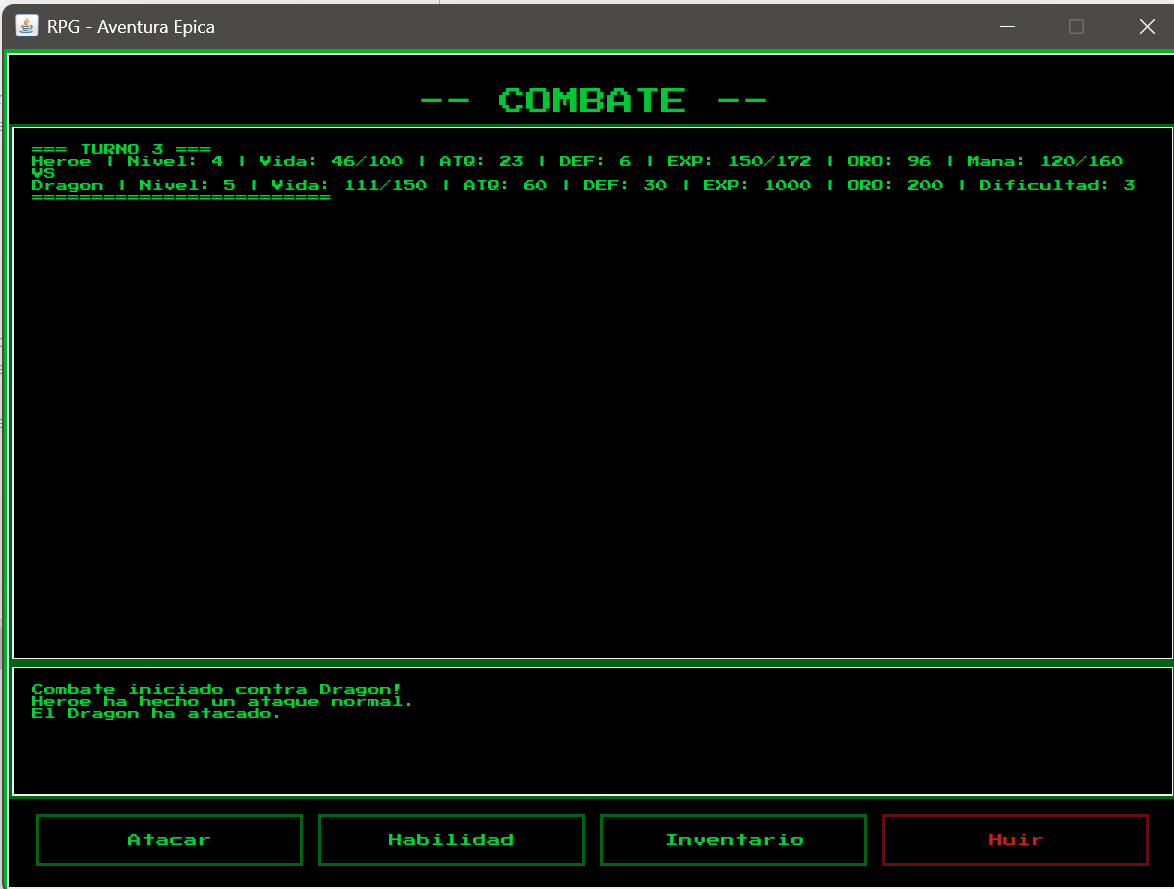 Pantalla de combate por turnos